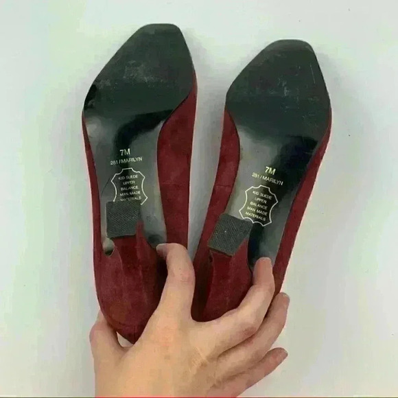 Amanda Smith heels Marilyn sz 7 burgundy kid suede - Picture 8 of 15
